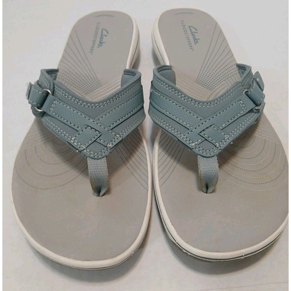 Clarks Cloudsteppers Breeze Sea Flip Flop Sandal for Women, Size 11 US Blue/Grey